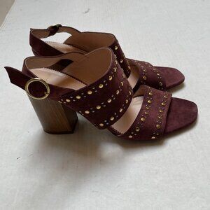 J Crew Sandals Womens 10 Stella Bright Ruby Slingbacks Studs Chunky Italy Made